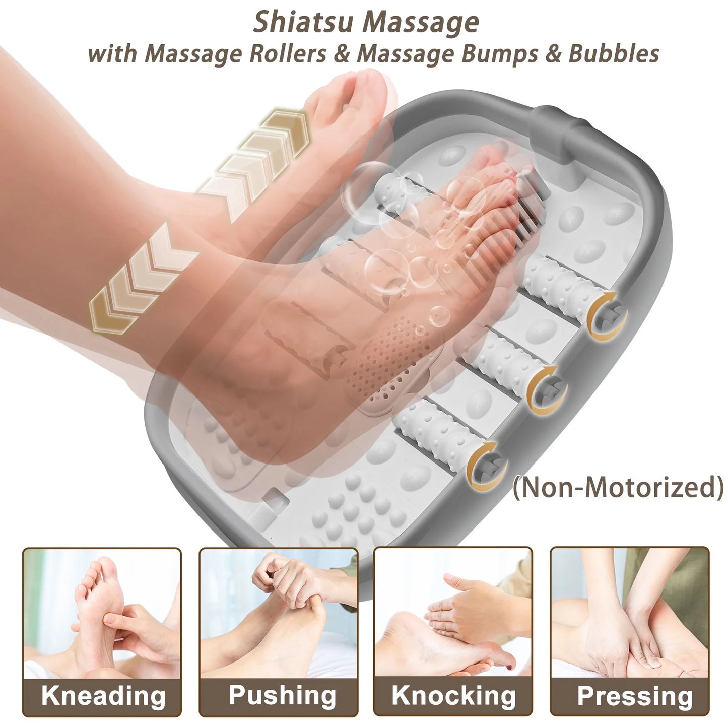 Collapsible Foot Spa – Heated Bubble Massage with Rollers and Temperature Control