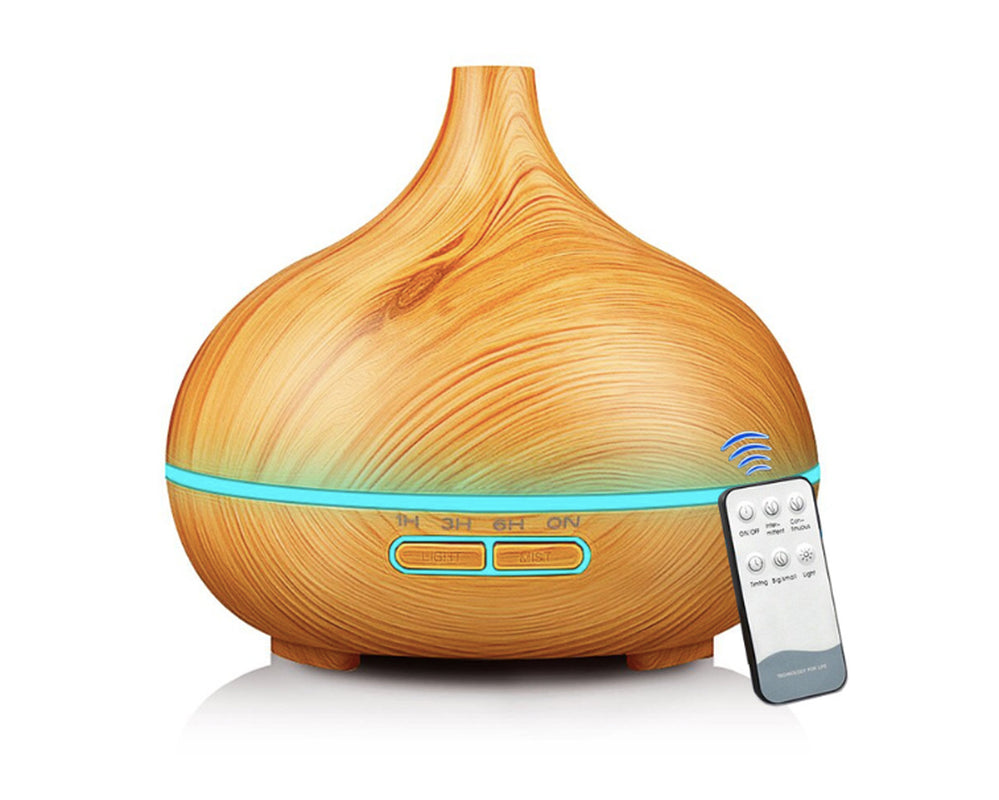 Modern Wood Grain Aromatherapy Lamp with Remote Control – Relaxing Light & Fragrance