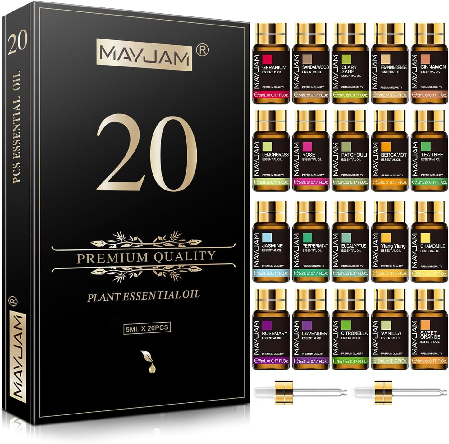 MAYJAM 20-Piece Essential Oil Set – 5ML Each