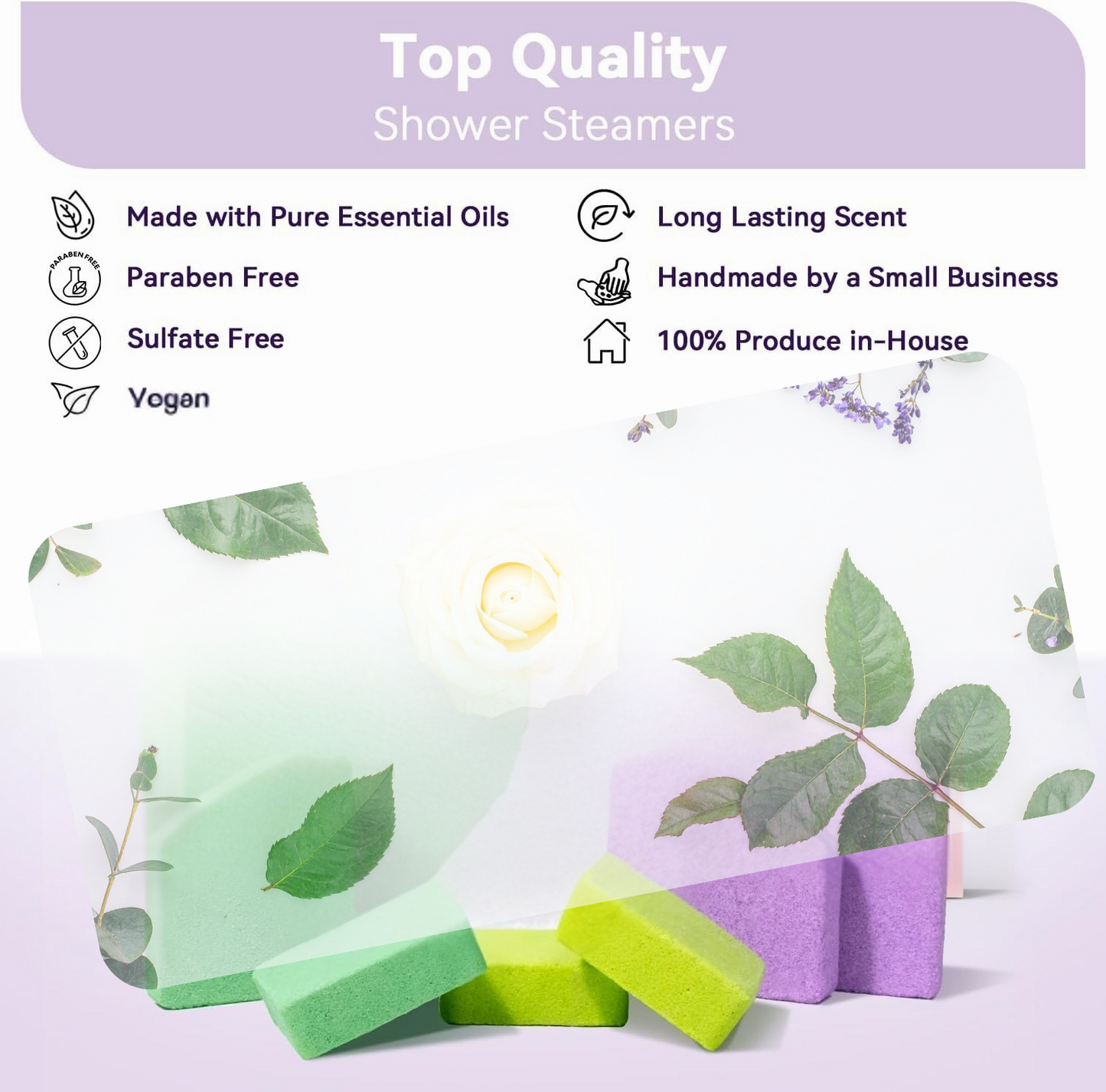 Aromatherapy Shower Steamers 6-Pack – Lavender Essential Oils for Relaxation and Home Spa