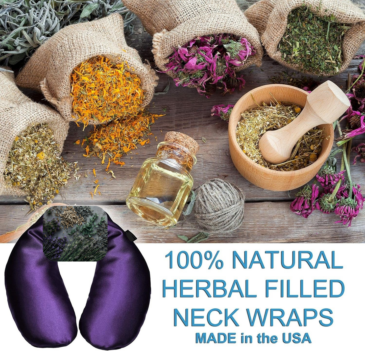 Herbal Neck Wrap – Hot & Cold Comfort Pillow with Aromatherapy and Sleep Mask