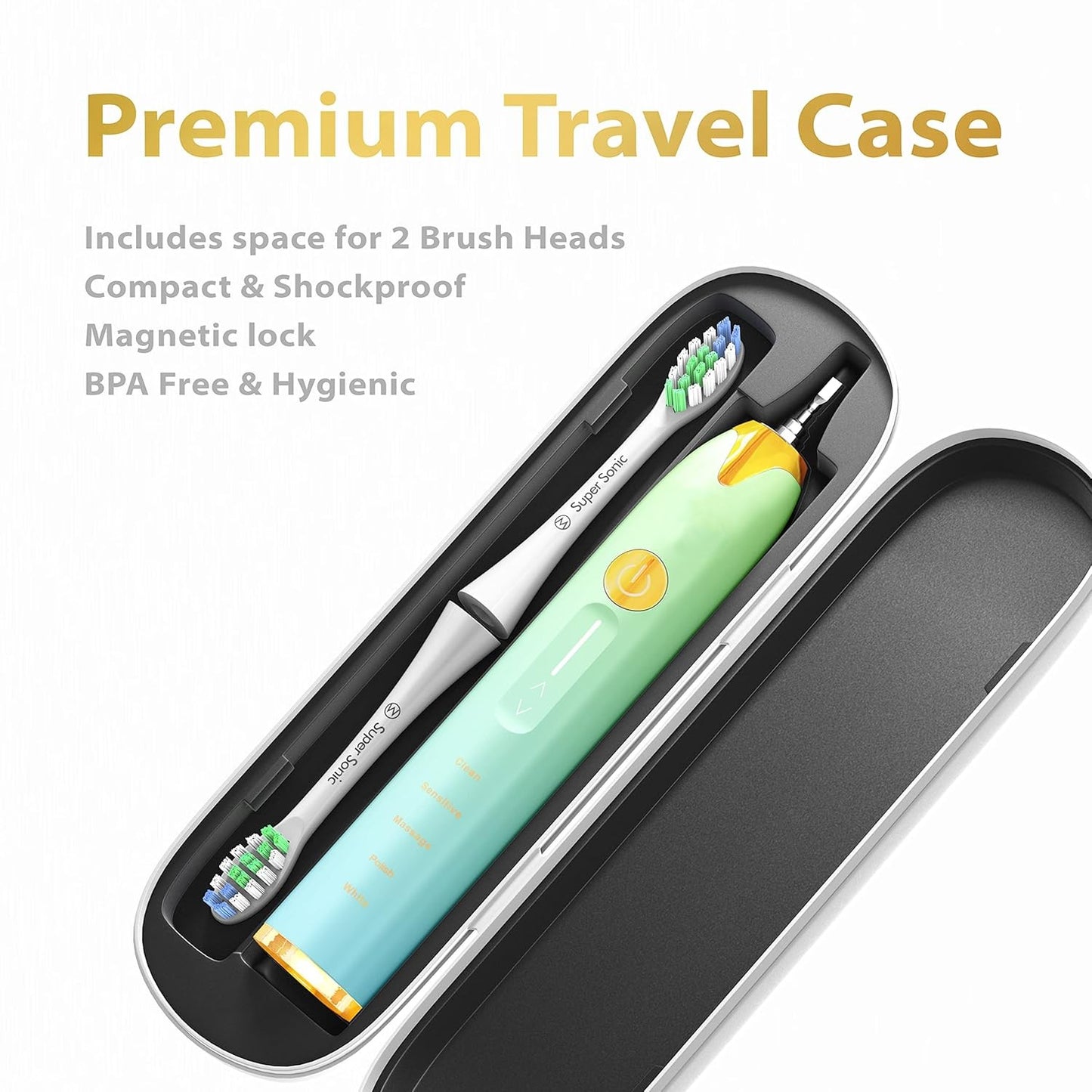 Ultrasonic Toothbrush – 5 Modes, 4 Intensity Levels, Travel Case