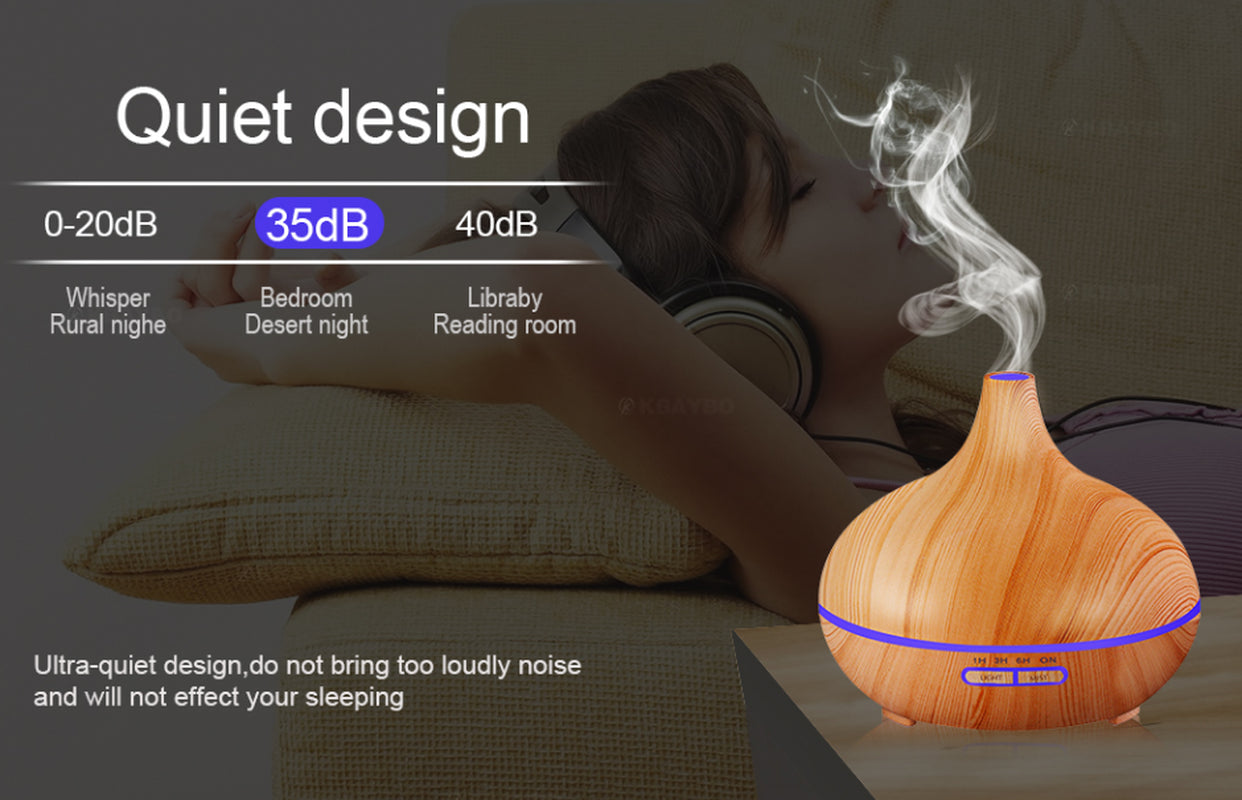 Modern Wood Grain Aromatherapy Lamp with Remote Control – Relaxing Light & Fragrance