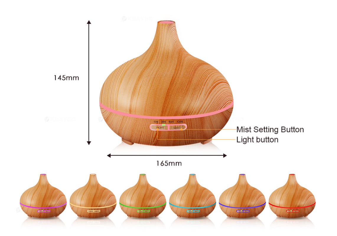 Modern Wood Grain Aromatherapy Lamp with Remote Control – Relaxing Light & Fragrance
