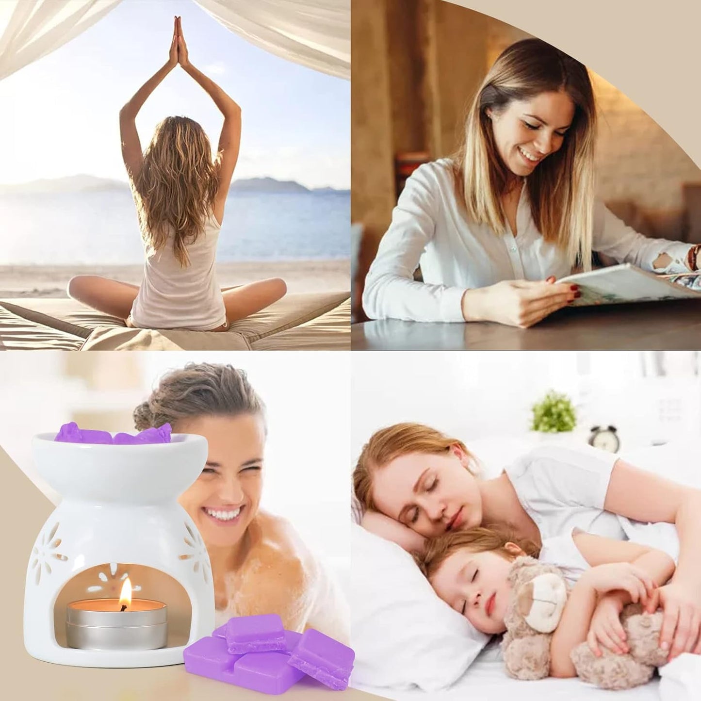 Scented Wax Melts Cubes – Rose, Lavender, Jasmine & Cherry – 4 Pack Long Lasting Fragrance
