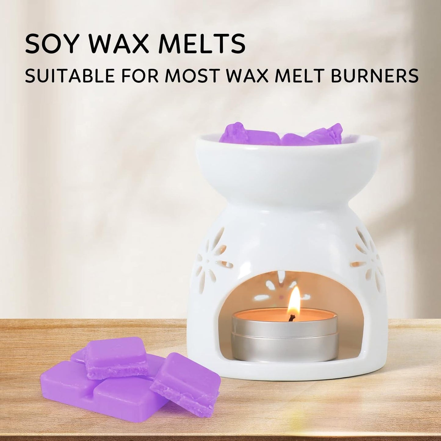 Scented Wax Melts Cubes – Rose, Lavender, Jasmine & Cherry – 4 Pack Long Lasting Fragrance