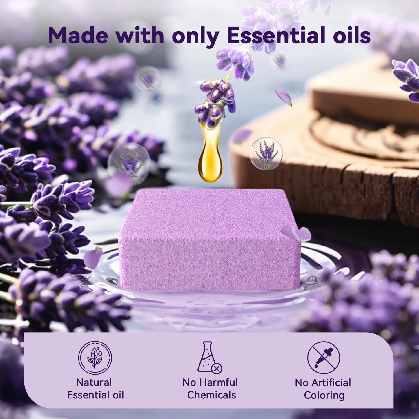 Aromatherapy Shower Steamers 6-Pack – Lavender Essential Oils for Relaxation and Home Spa