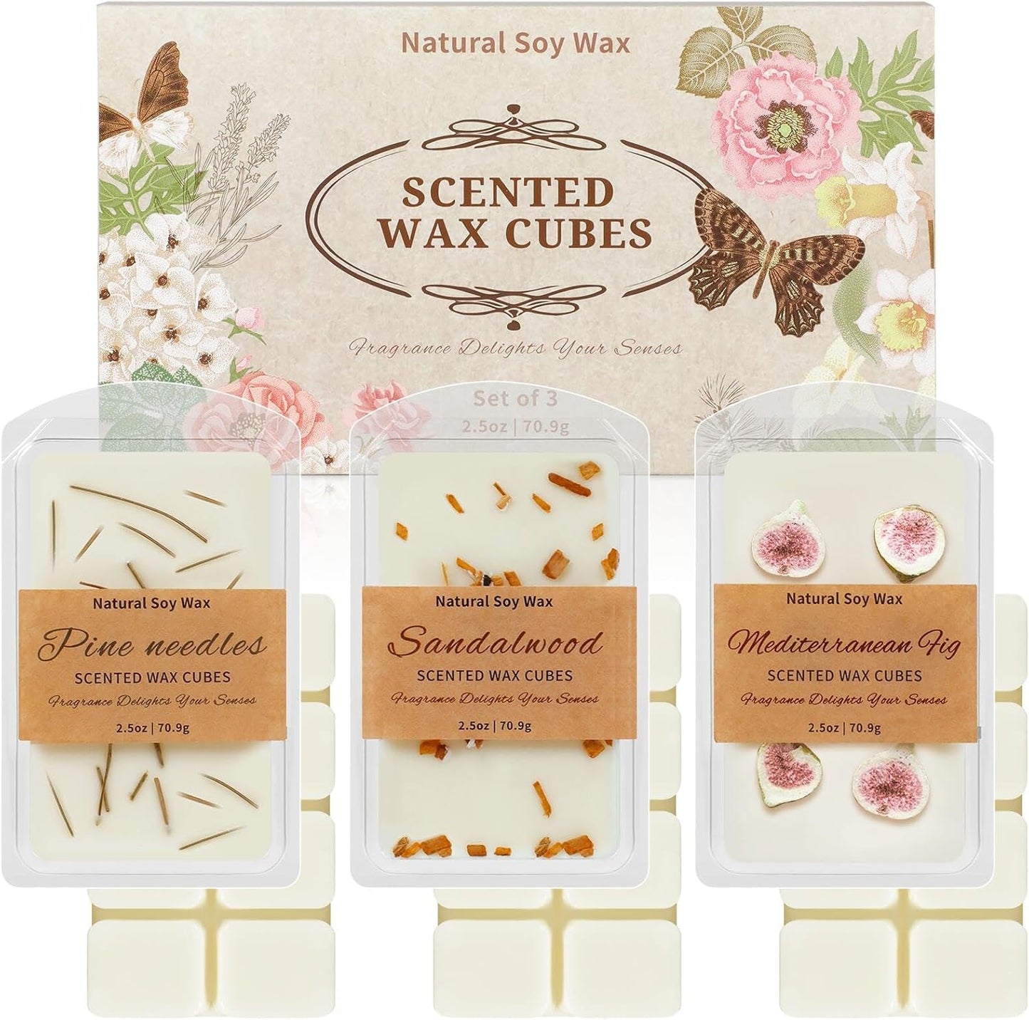 Scented Wax Melts Cubes – Rose, Lavender, Jasmine & Cherry – 4 Pack Long Lasting Fragrance