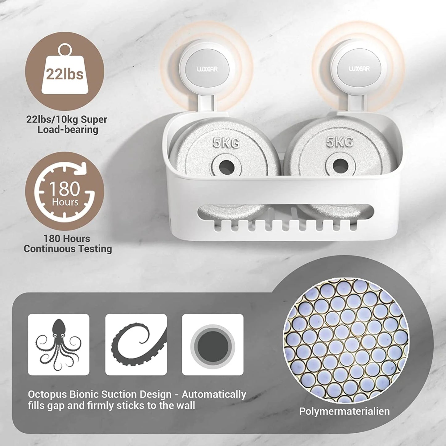 4-Pack Suction Cup Shower Caddy Set – Shelf, Soap Dish, and Hooks Organizer