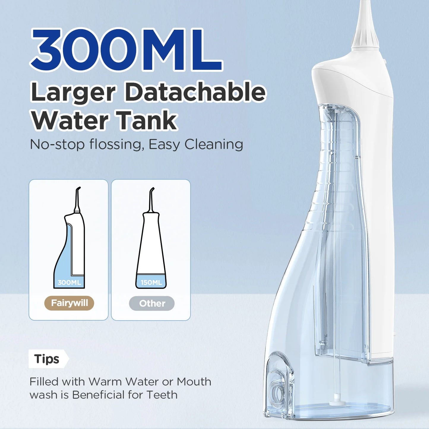 All-in-One Toothbrush & Flosser – Cordless 300ML Tank, 5 Modes, 4 Brush Heads