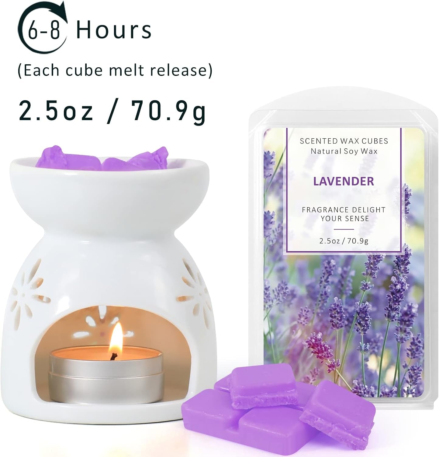 Scented Wax Melts Cubes – Rose, Lavender, Jasmine & Cherry – 4 Pack Long Lasting Fragrance