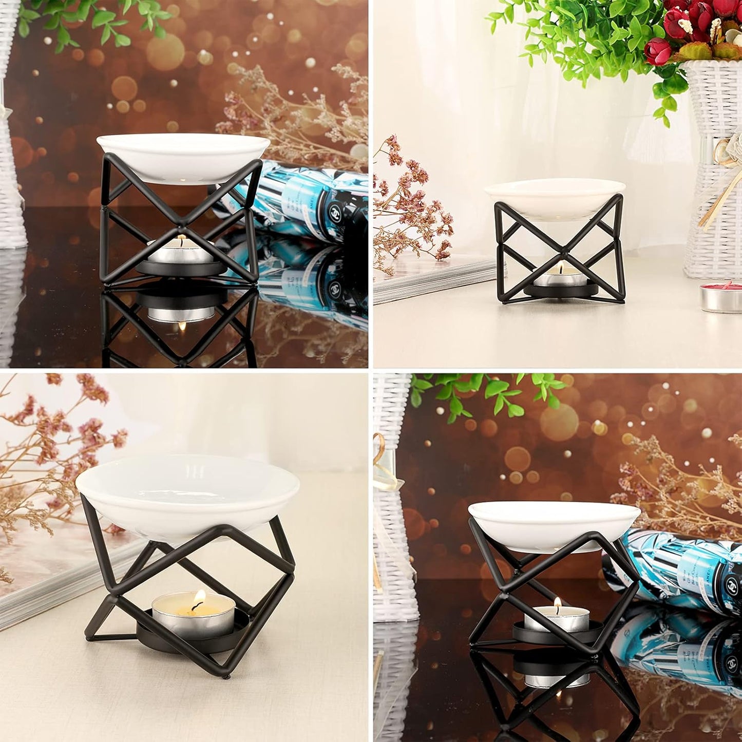 Stylish metal burner for wax melts and essential oils, perfect for home or bedroom ambiance