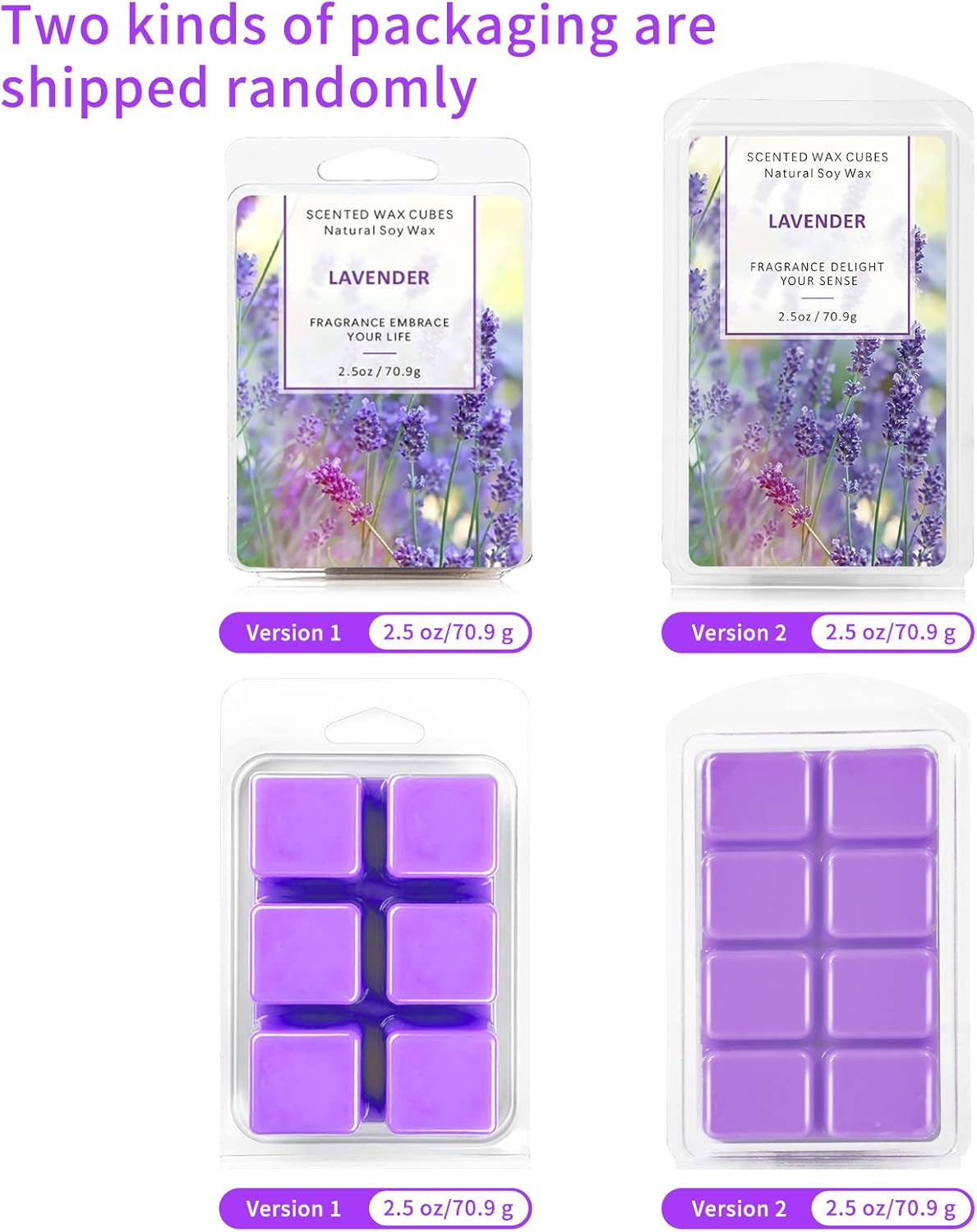 Scented Wax Melts Cubes – Rose, Lavender, Jasmine & Cherry – 4 Pack Long Lasting Fragrance