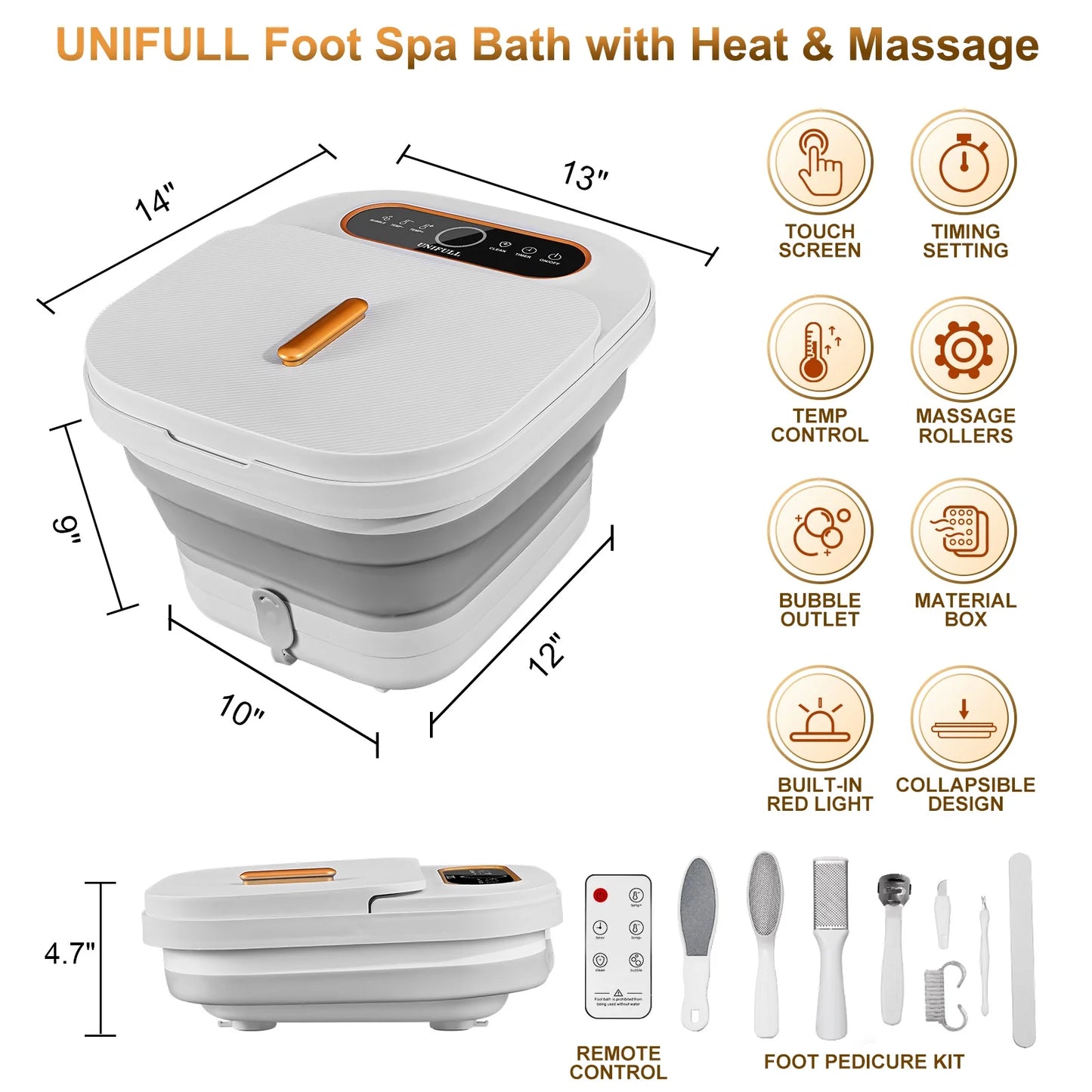Collapsible Foot Spa – Heated Bubble Massage with Rollers and Temperature Control