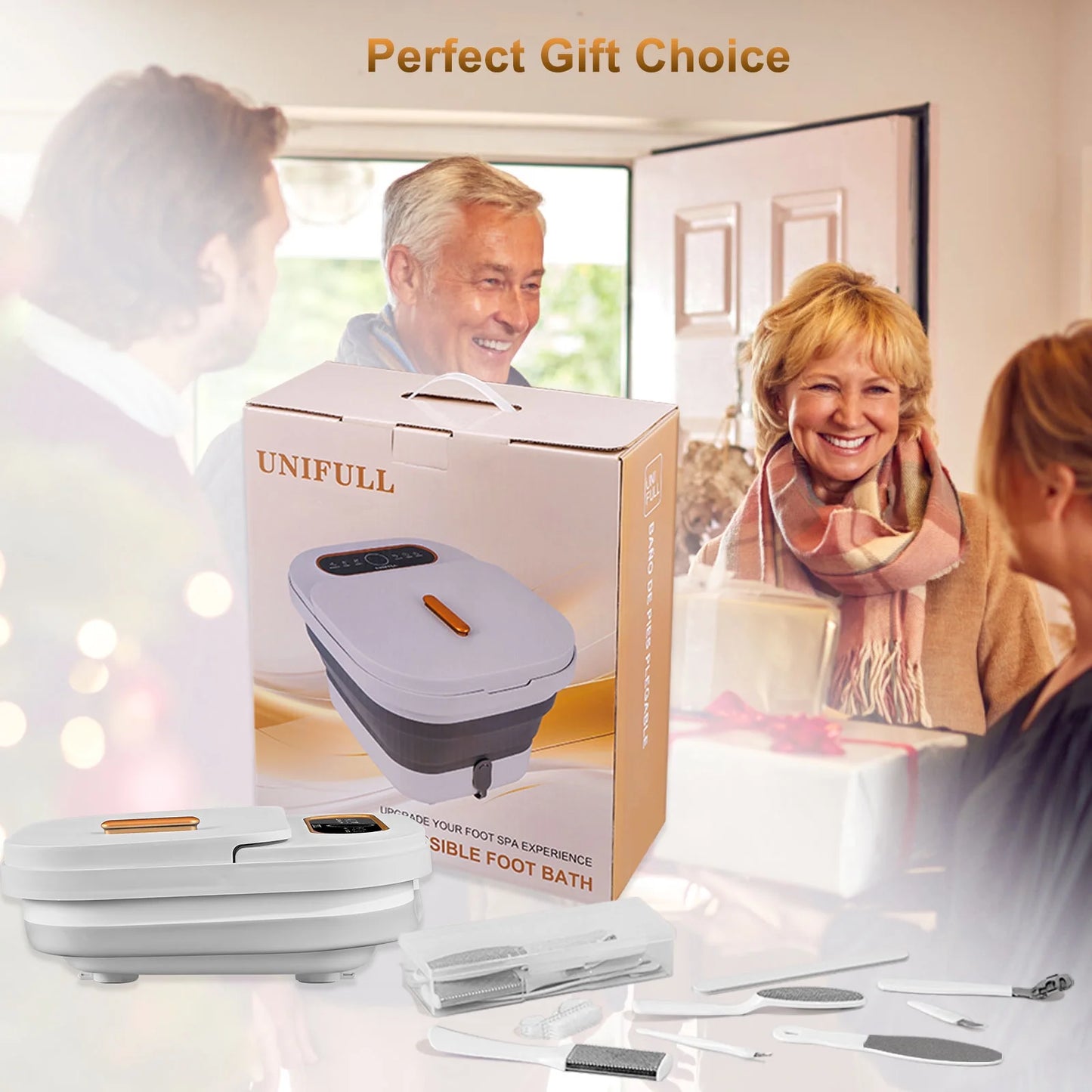 Collapsible Foot Spa – Heated Bubble Massage with Rollers and Temperature Control