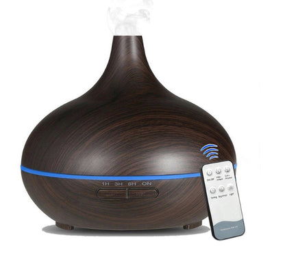 Modern Wood Grain Aromatherapy Lamp with Remote Control – Relaxing Light & Fragrance