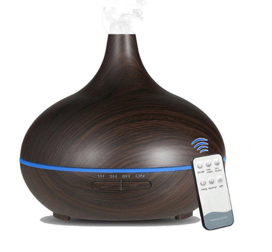 Modern Wood Grain Aromatherapy Lamp with Remote Control – Relaxing Light & Fragrance