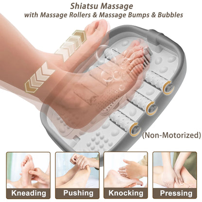 Collapsible Foot Spa – Heated Bubble Massage with Rollers and Temperature Control