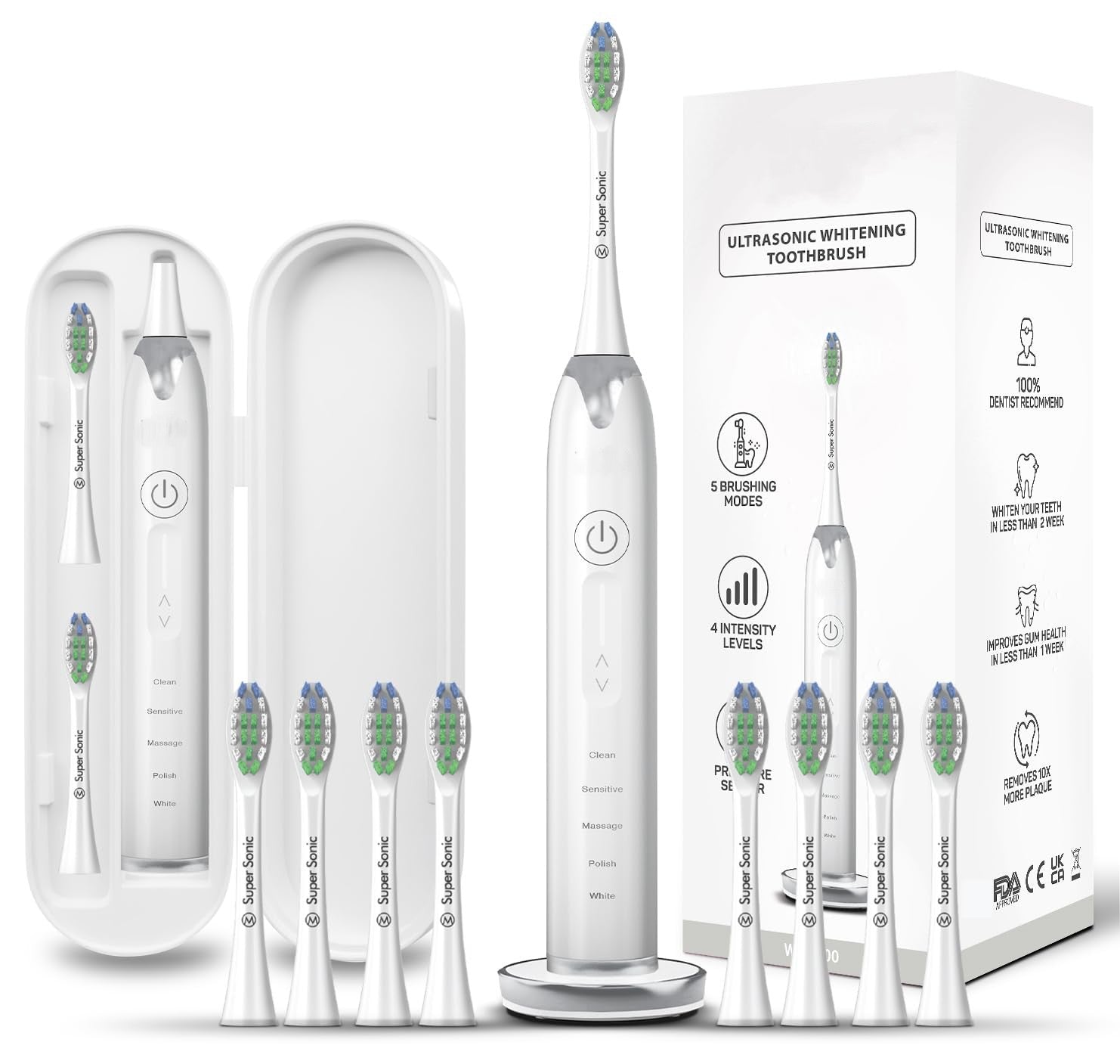 Ultrasonic Toothbrush – 5 Modes, 4 Intensity Levels, Travel Case