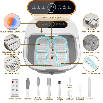 Collapsible Foot Spa – Heated Bubble Massage with Rollers and Temperature Control