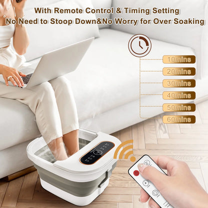 Collapsible Foot Spa – Heated Bubble Massage with Rollers and Temperature Control
