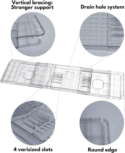 Adjustable Acrylic Bath Tray – Tub Organizer for Books, Devices & Drinks
