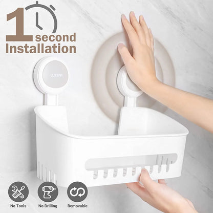 4-Pack Suction Cup Shower Caddy Set – Shelf, Soap Dish, and Hooks Organizer