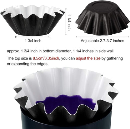 Reusable wax melt liners for mess-free melting of scented candles and wax tarts. Includes 25 cups.