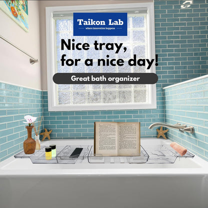 Adjustable Acrylic Bath Tray – Tub Organizer for Books, Devices & Drinks