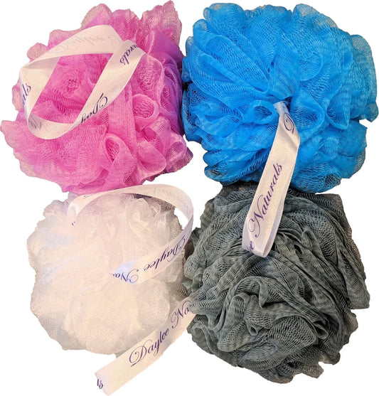 Eco Mesh Bath Sponge – Gentle Exfoliating Poufs, 4 Pack